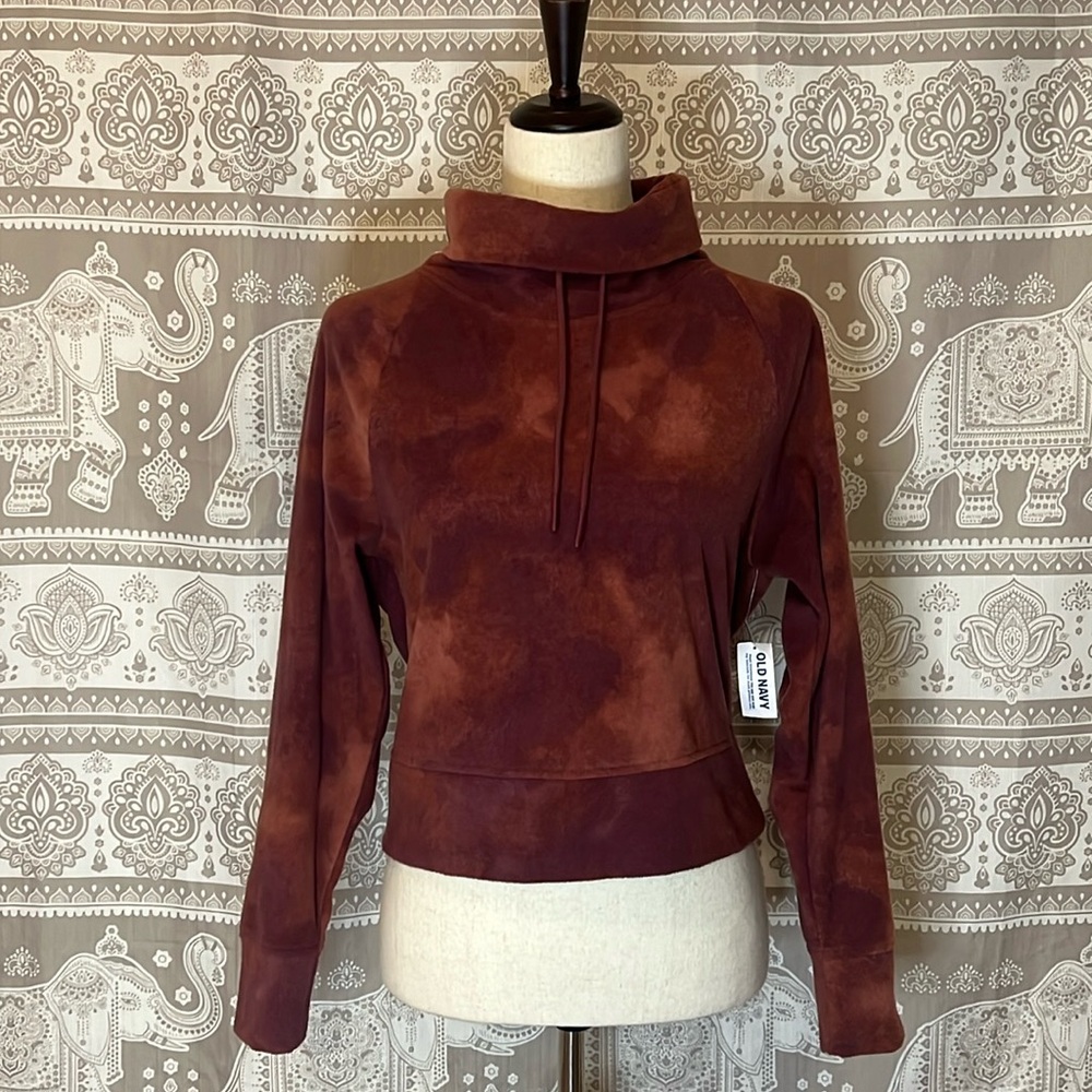 2️⃣3️⃣ Old Navy Women's Cropped Fleece Turtle Neck (Burnt Red) Sweater Size XS